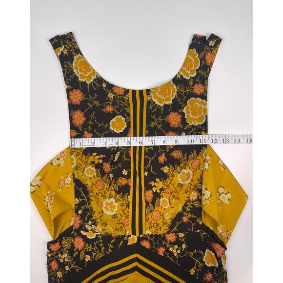 Free People Sunrise Oblivion Maxi Dress Antique Gold Floral Size 12 Boho - Picture 8 of 11